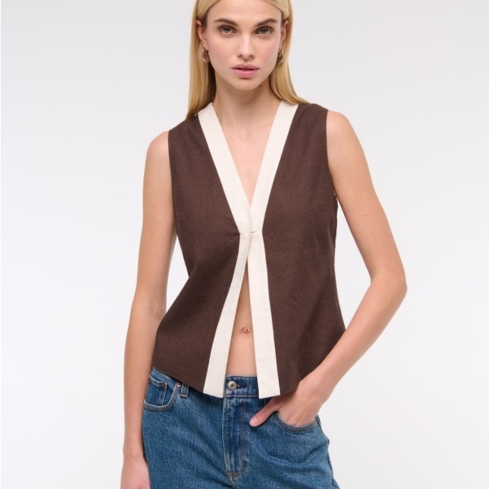 NWT Abercrombie & Fitch Linen Blend Vest